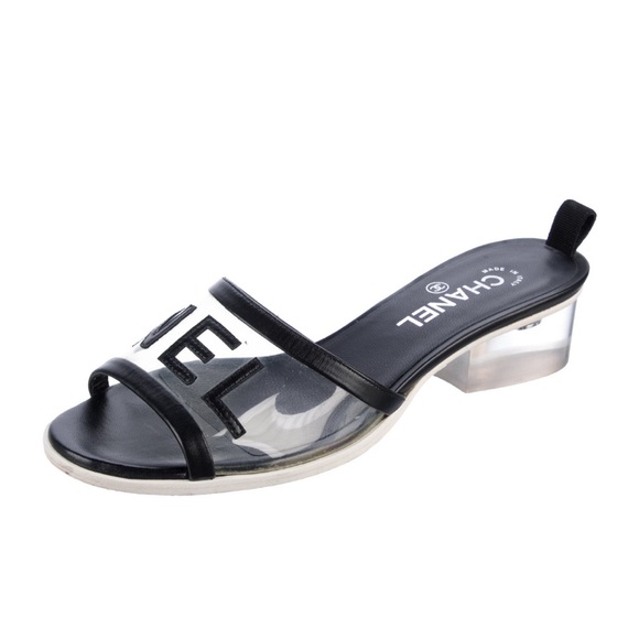Chanel PVC Mule Slides 2019 Collection by Karl Lagerfeld Black & Clear - Picture 3 of 7